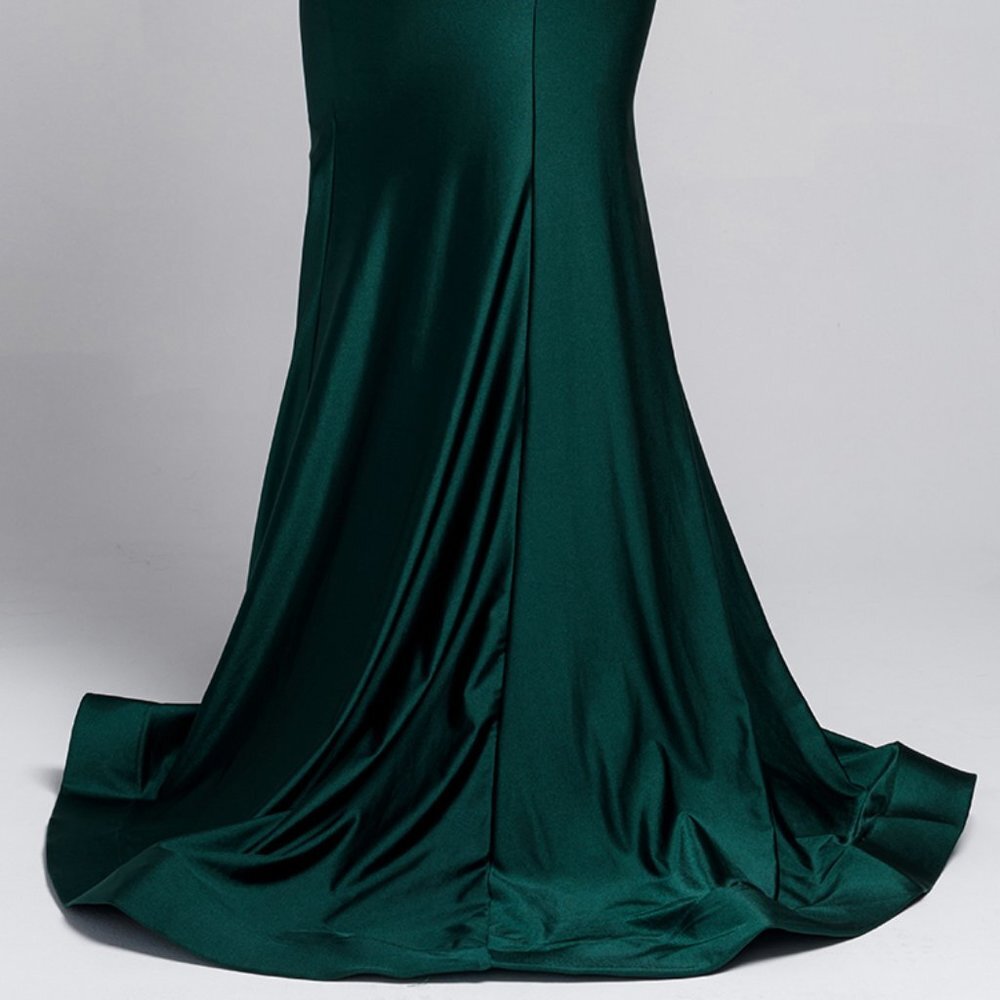 NEW LONG LYCRA OFF THE SHOULDER SLEEVELESS SHEATH DRESS WITH ZIPPER BACK AC 373 - Picture 8 of 8